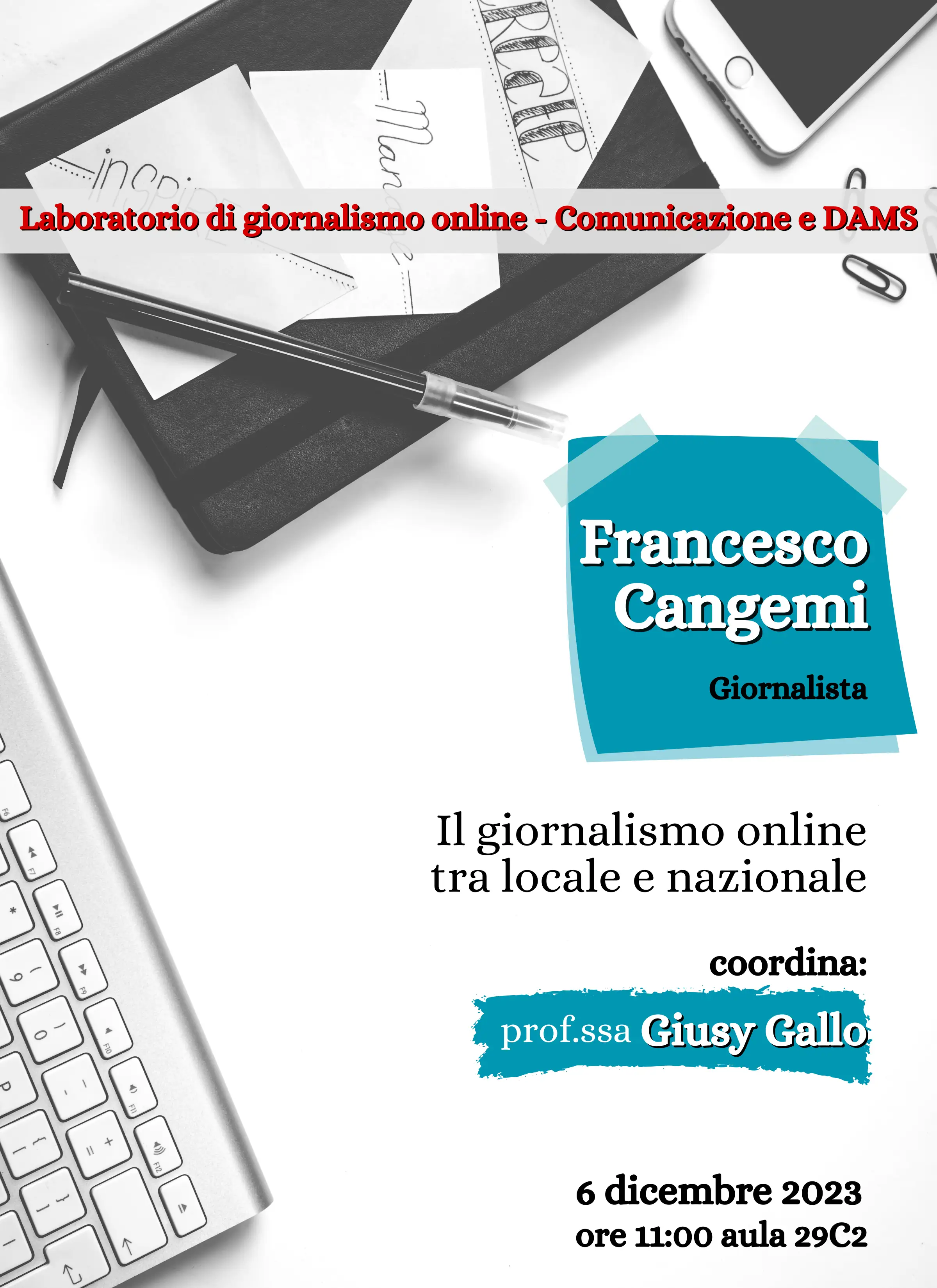 Locandina Il giornalismo online tra locale e nazionale - Francesco Cangemi