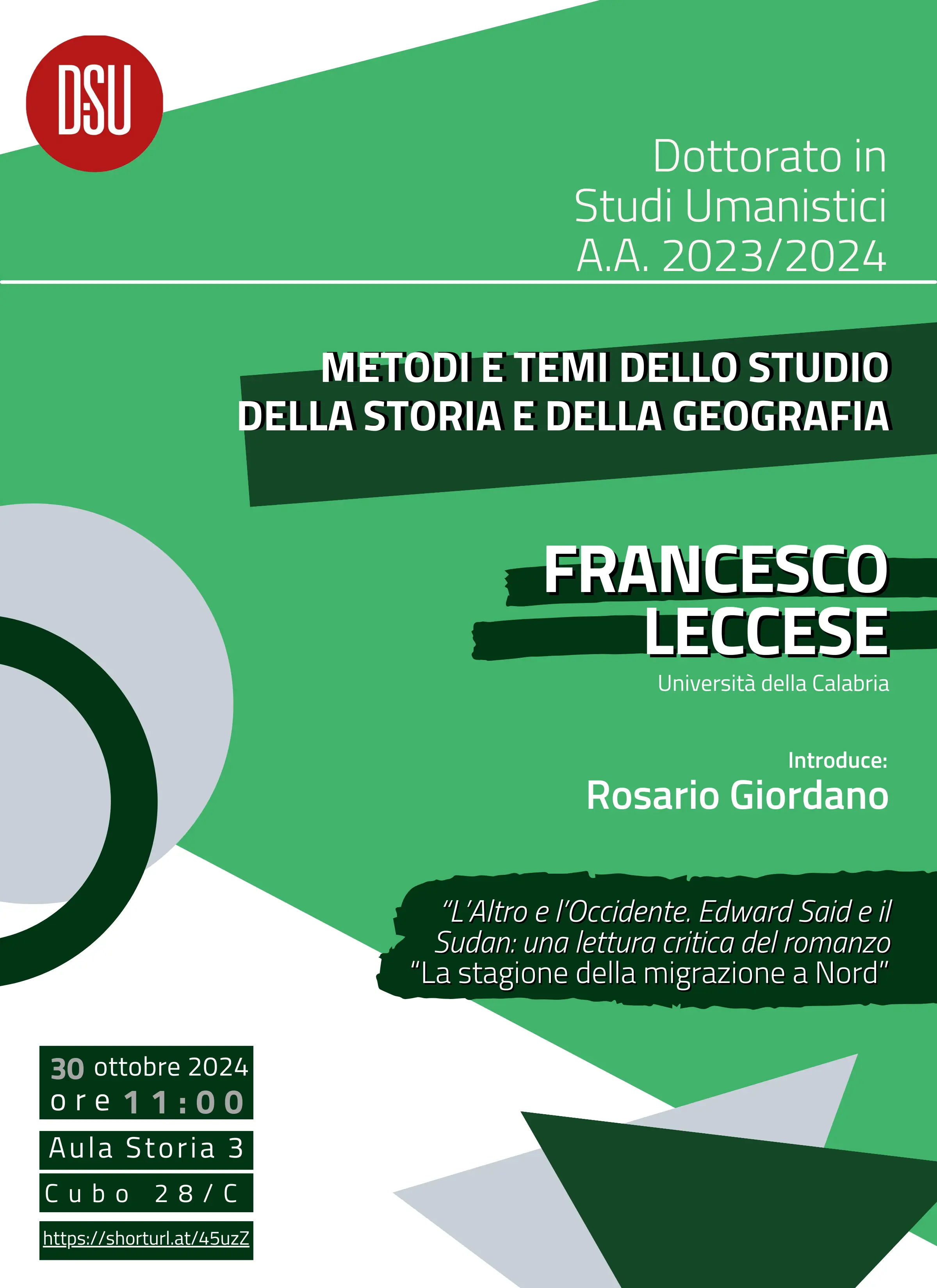 Seminario dottorale a cura del prof. Francesco Leccese