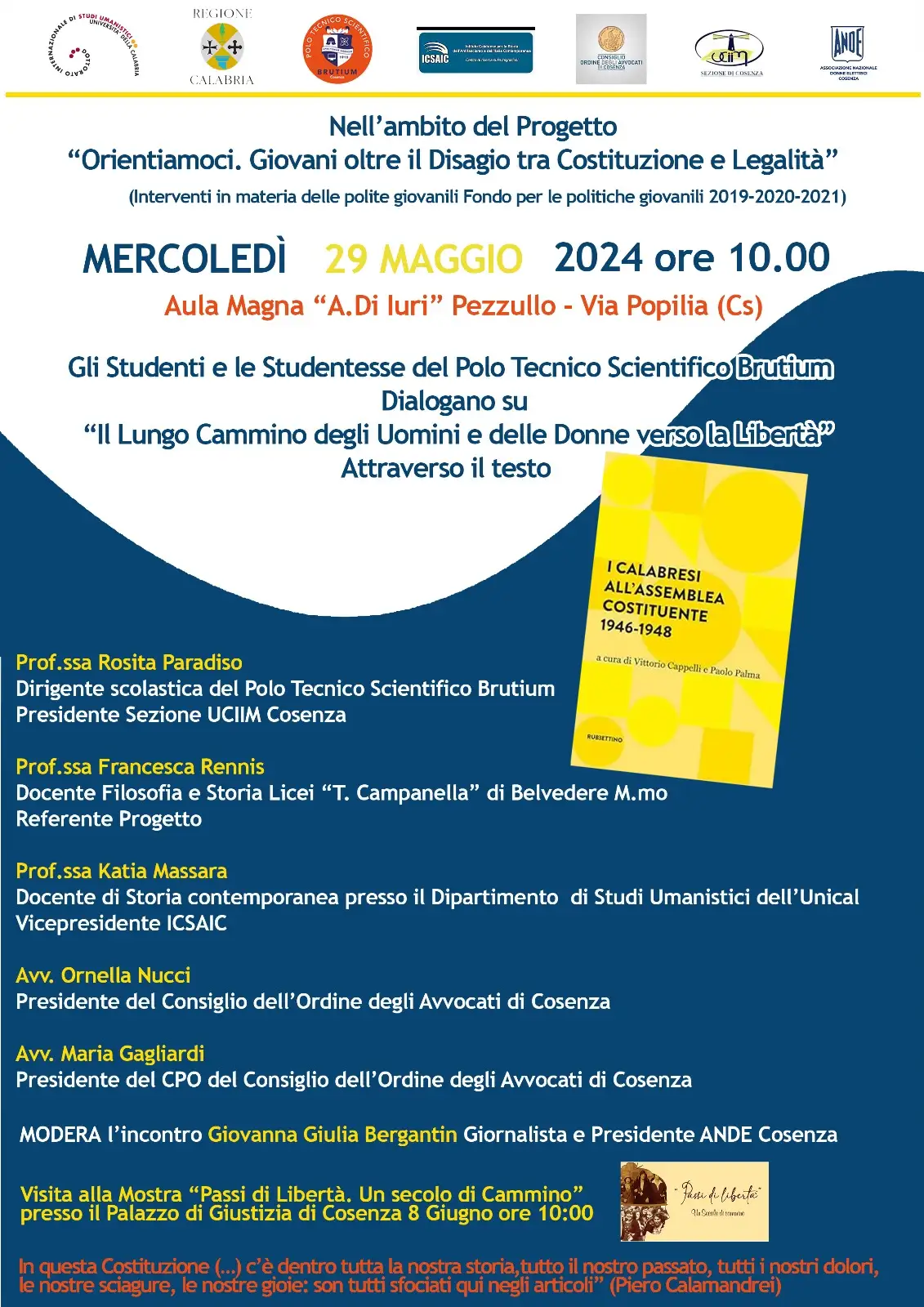 Il lungo cammino degli uomini e delle donne verso la libertà attraverso il testo "I calabresi all’Assemblea Costituente 1946-1948